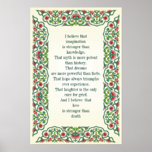 Ik geloof dat verbeelding een sterkere kennis is poster