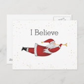 Ik geloof dat vliegende kerstman feestdagenkaart (Voorkant / Achterkant)