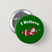 Ik geloof dat vliegende kerstman ronde button 5,7 cm (Voorkant /achterkant)