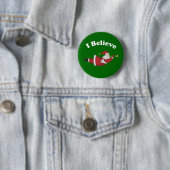 Ik geloof dat vliegende kerstman ronde button 5,7 cm (In situ)