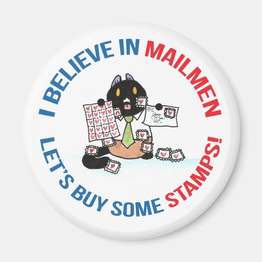 Ik geloof dat we in Mailmen wat postzegels moeten  Magneet (Voorkant)