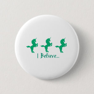 Ik geloof Groen Unicorn Design Ronde Button 5,7 Cm
