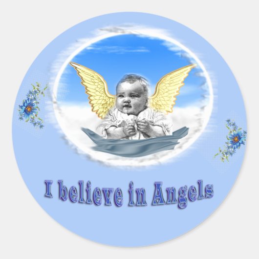 Ik geloof in Angels Ronde Sticker (Voorkant)