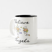 Ik geloof in Angels T-shirts en cadeautjes Tweekleurige Koffiemok (Voorkant links)