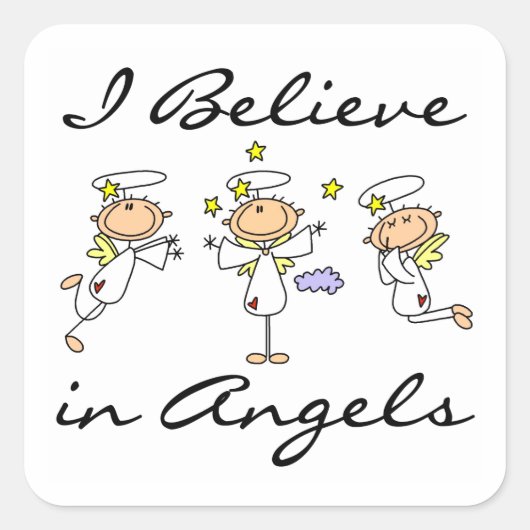 Ik geloof in Angels T-shirts en cadeautjes Vierkante Sticker (Voorkant)
