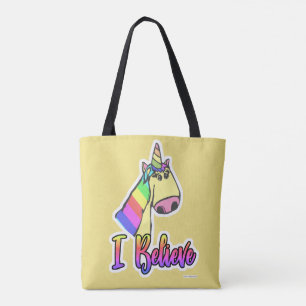 Ik geloof in Cartoon Unicorns Fun Art Design Draagtas