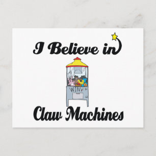 ik geloof in claw - machines briefkaart