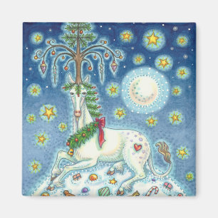 IK GELOOF IN DE CHRISTMAS UNICORN SQUARE MAGNET MAGNEET