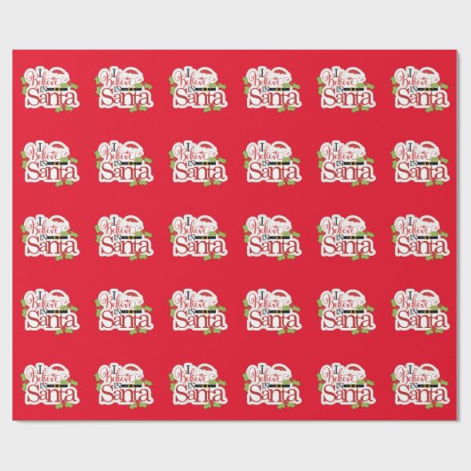 Ik geloof in de kerstman cadeaupapier (Vlak)