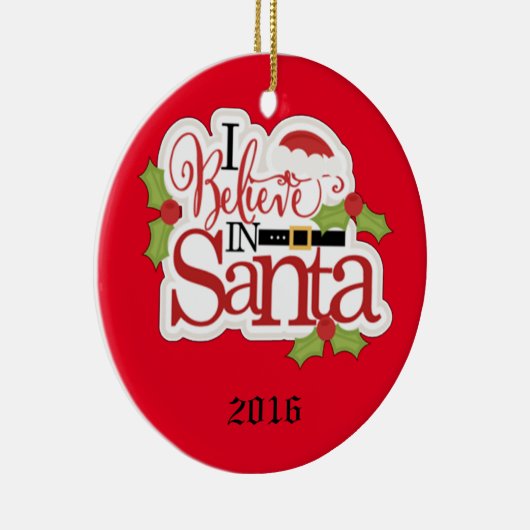 Ik geloof in de kerstman keramisch ornament (Rechts)