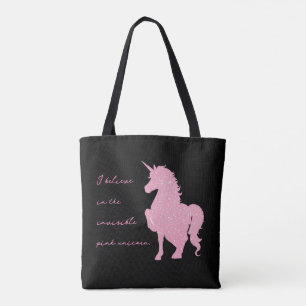 Ik geloof in de onzichtbare roze eenhoorn. draagtas