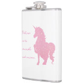 Ik geloof in de onzichtbare roze eenhoorn. heupfles (Links)