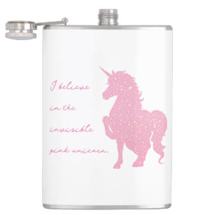 Ik geloof in de onzichtbare roze eenhoorn. heupfles