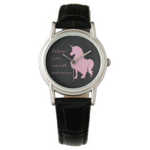 Ik geloof in de onzichtbare roze eenhoorn. horloge