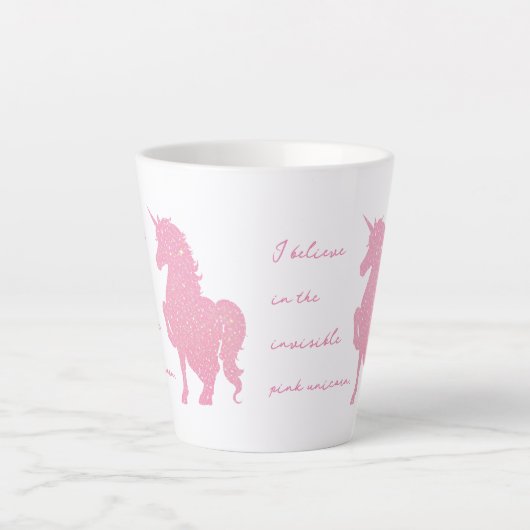 Ik geloof in de onzichtbare roze eenhoorn. latte mok (Voorkant)