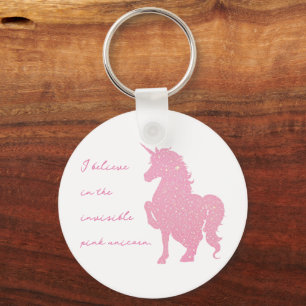 Ik geloof in de onzichtbare roze eenhoorn. sleutelhanger