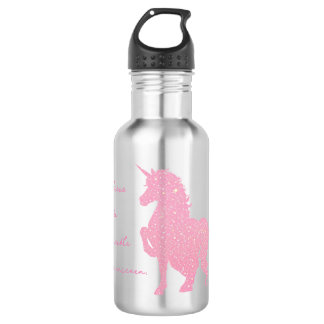 Ik geloof in de onzichtbare roze eenhoorn. waterfles