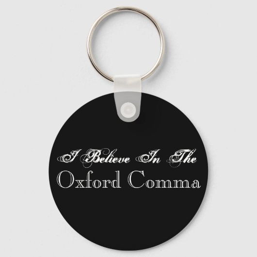Ik geloof in de Sleutelhanger van Oxford Comma (Voorkant)