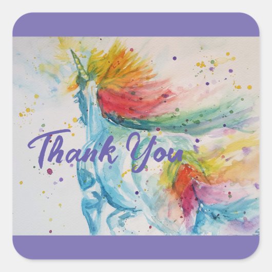 Ik Geloof In Eenhoorns Regenboog Dank Je Kind Vierkante Sticker (Voorkant)