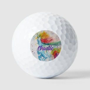Ik geloof in eenhoorns regenboog schattige meisjes golfballen