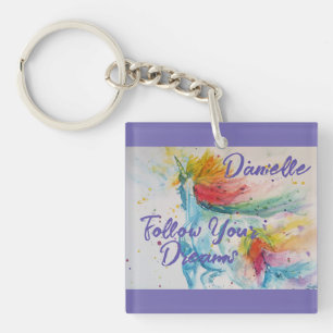 Ik geloof in eenhoorns regenboog Volg je dromen Sleutelhanger