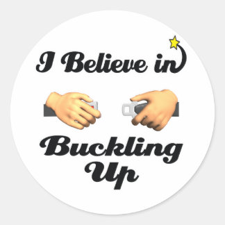 ik geloof in het vastmaken van de gordel ronde sticker
