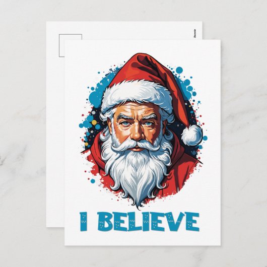 Ik geloof in kerstman Graffiti stijl ontwerp Feestdagenkaart (Voorkant / Achterkant)