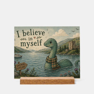Ik geloof in mezelf grillige Loch Ness Monster Acryl Bord