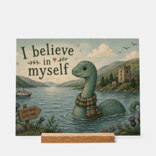 Ik geloof in mezelf grillige Loch Ness Monster Acryl Bord
