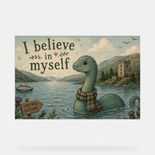 Ik geloof in mezelf grillige Loch Ness Monster Acryl Bord