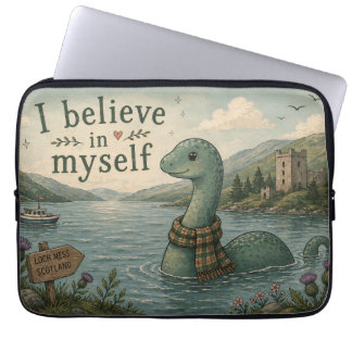 Ik geloof in mezelf grillige Loch Ness Monster Laptop Sleeve