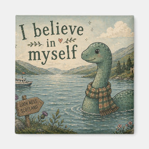 Ik geloof in mezelf grillige Loch Ness Monster Magneet