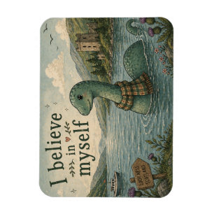 Ik geloof in mezelf grillige Loch Ness Monster Magneet