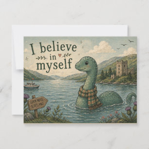 Ik geloof in mezelf grillige Loch Ness Monster Notitiekaartje