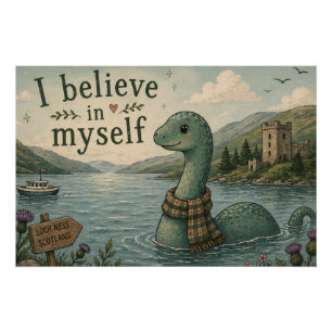 Ik geloof in mezelf grillige Loch Ness Monster Perfect Poster