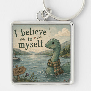 Ik geloof in mezelf grillige Loch Ness Monster Sleutelhanger