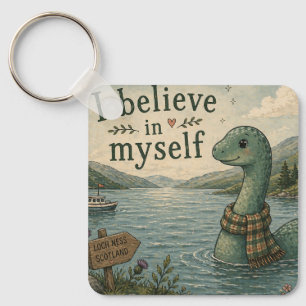 Ik geloof in mezelf grillige Loch Ness Monster Sleutelhanger