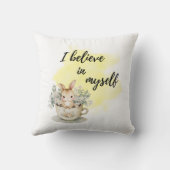 Ik geloof in mezelf konijn in theekopje positief kussen (Achterkant)