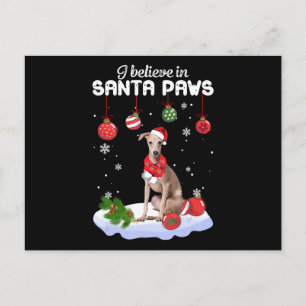 Ik geloof in Santa Paws Italiaanse Greyhound cadea Feestdagenkaart