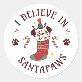Ik geloof in Santa Paws Ronde Sticker