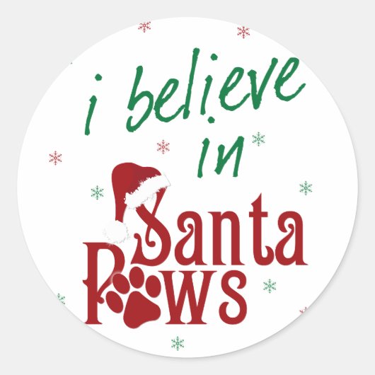 Ik geloof in Santa Paws Ronde Sticker (Voorkant)