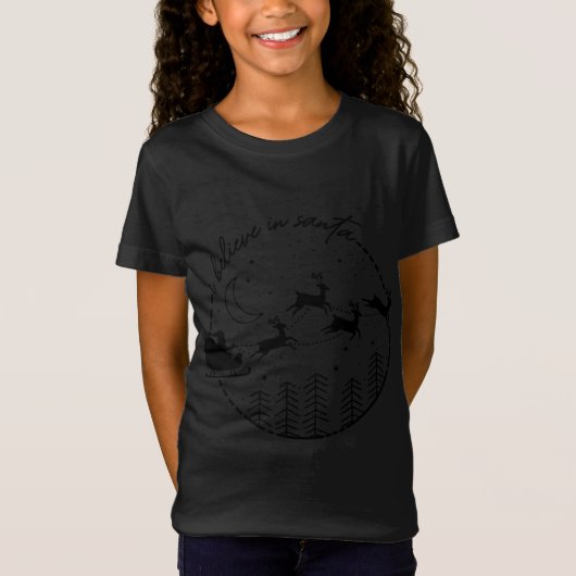 Ik geloof in Santa rendier silhouet kerst T-shirt (Voorkant)
