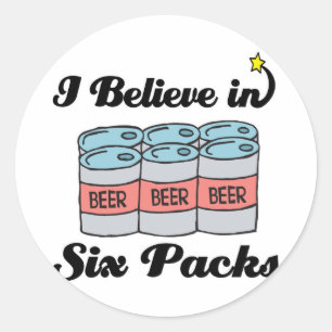 ik geloof in sixpacks ronde sticker