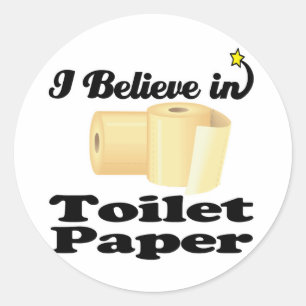 ik geloof in toiletpapier ronde sticker