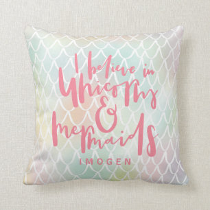 IK GELOOF IN UNICORNS EN MERMAIDS PINK KUSSEN