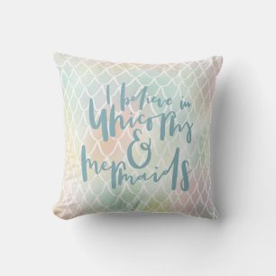 IK GELOOF IN UNICORNS EN MERMAIDS ZEE BLUE KUSSEN