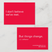 IK GELOOF NIET DAT WE GEBEURD HEBBEN. VISITEKAARTJE (Voorkant / Achterkant)