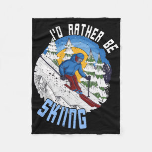 Ik ging liever skiën - Grappige berg ski citaat Fleece Deken