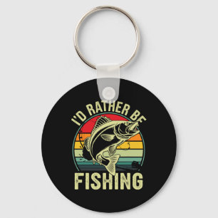 Ik ging liever vissen Retro vintage buitenvisser Sleutelhanger