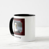 "Ik glimlach!" Bald Eagle Mok (Voorkant links)